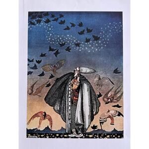 Pipe Player, Birds, Whistler, The Three Princesses, Art Nouveau, Kay Nielson, Un